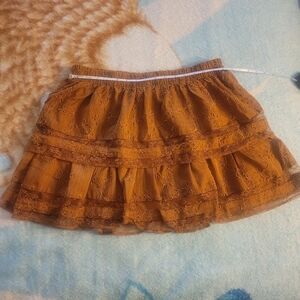 Francesca's  Brown Lace Tiered Mini Skirt